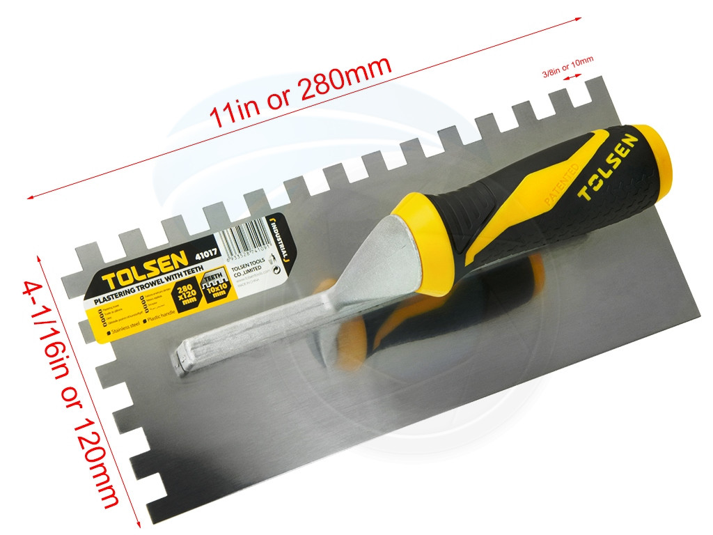 Large Stainless Steel Square Notch Tile Trowel – 600mm, 0.7mm Thick, 10x10mm Notch, Multifunctional For Flooring